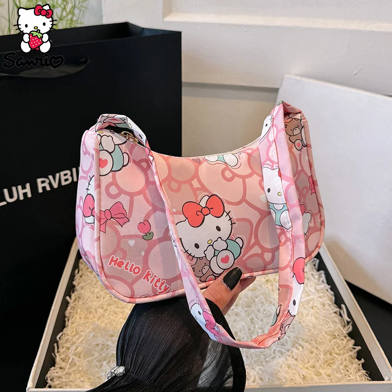 

Женская сумка для подмышек Sanrio Kuromi Cinnamoroll, косметичка с рисунком Hello Kitty Melody, милая сумочка на плечо, тоут для девушек, подарок на день рождения