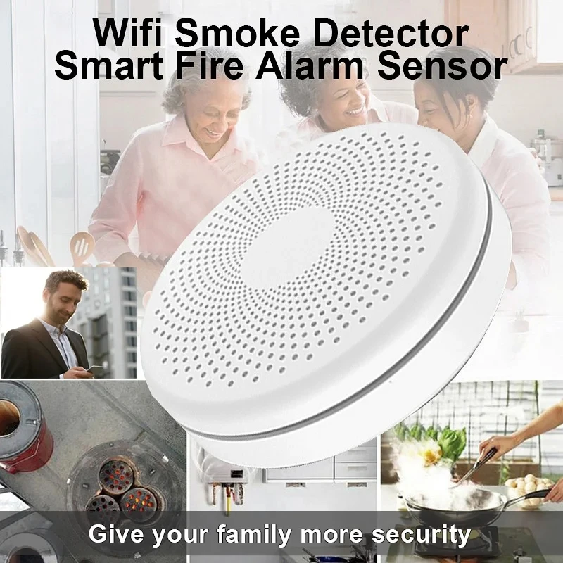 2 in 1 Version WiFi Tuya Smart Co & Smoke Dual Sensor Fire Alarm Carbon Monoxide Detector Sound Alert Parlor Room Kitchen Shop