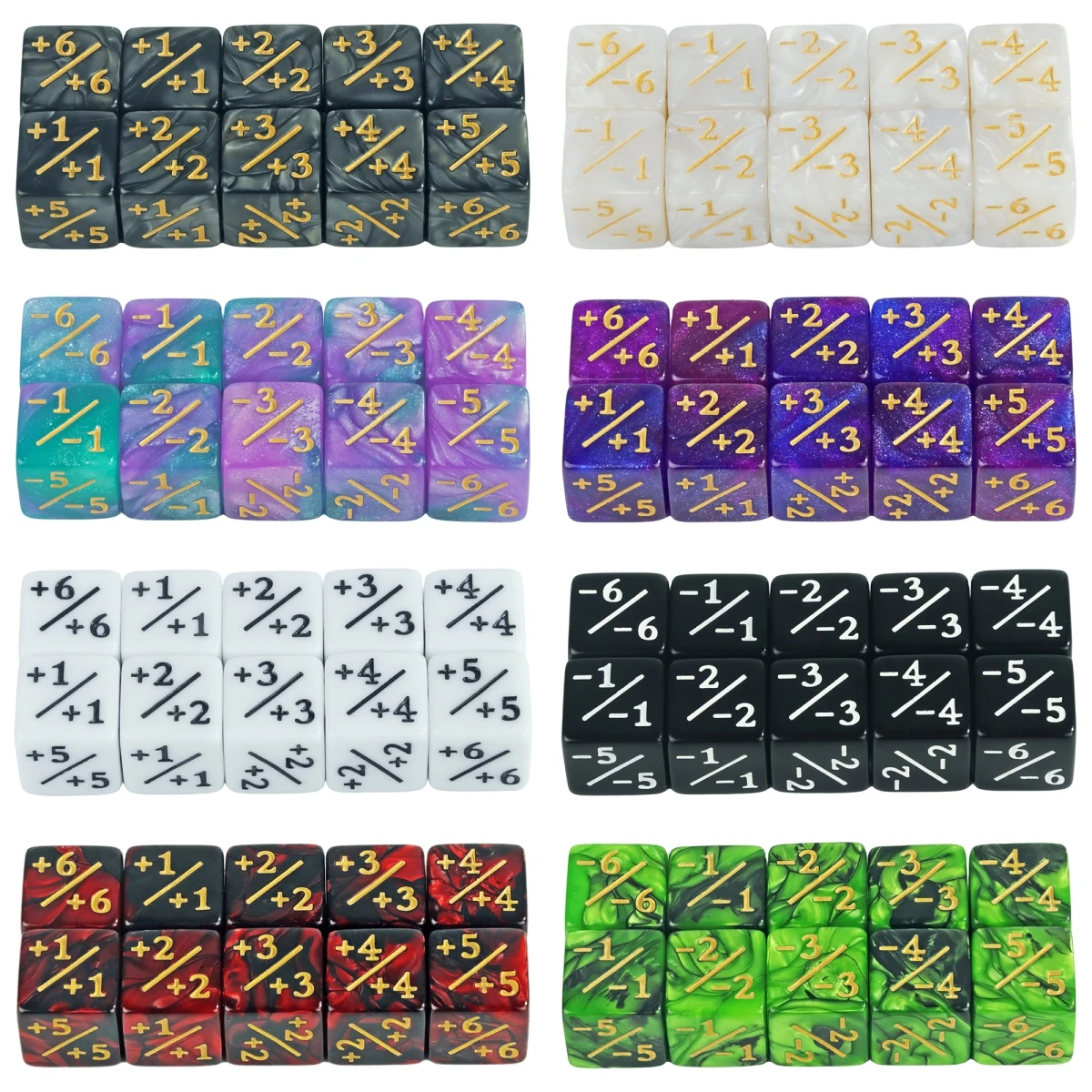 10pcs D6 Dice 16mm Positive Negative Counters +1 -1 for Math Teaching ...