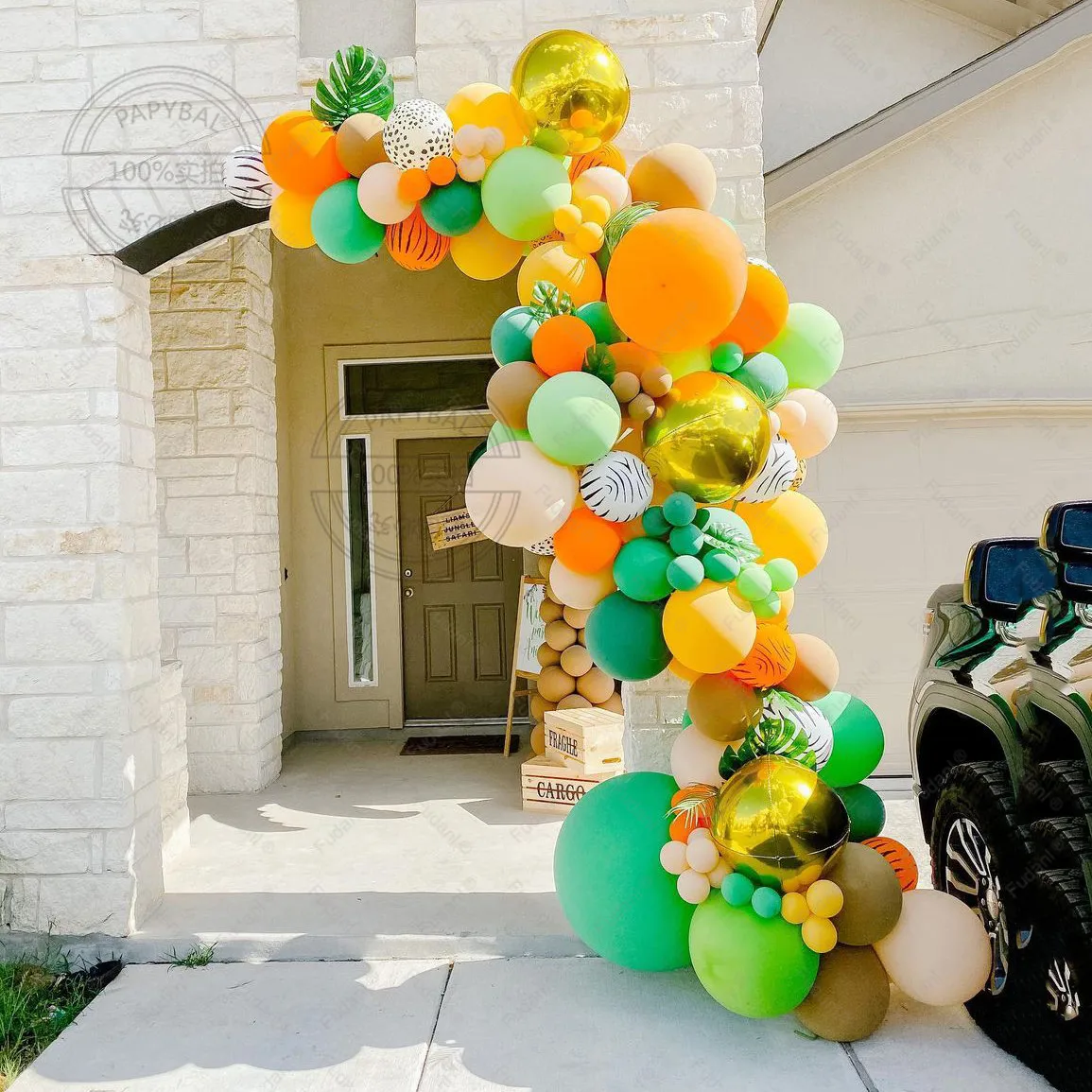 116pcs Latex Balloons Garland Arch Kit Lion King Simba Green Orange