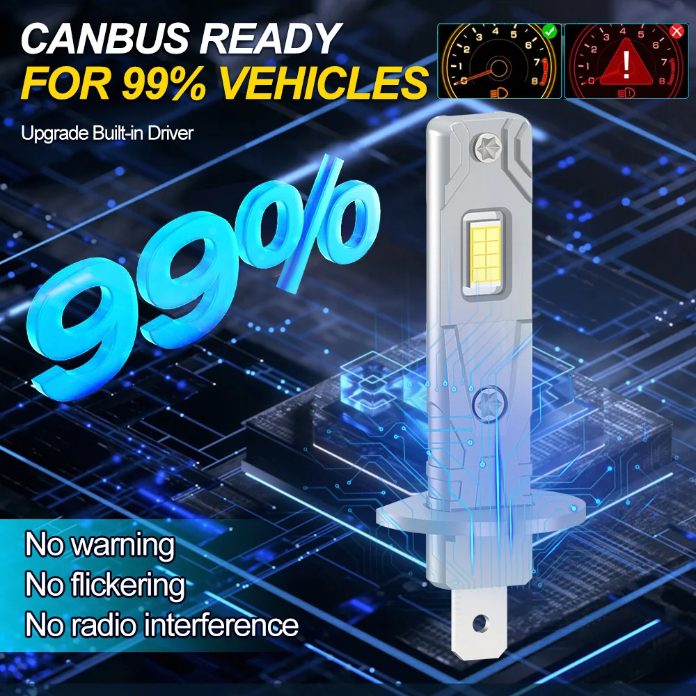 2PCS 22000LM H1 하이빔 LED 헤드라이트 캔버스 오류 없음 6000K 슈퍼 브라이트 12V 시트로엥 C4 피카소 / 그랜드 피카소 2007-2013용