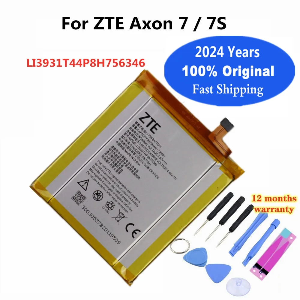 

2024 Years LI3931T44P8H756346 Original Phone Battery For ZTE Axon 7 7S A2017 5.5inch 3140mAh Rechargeable Phone Battery Bateria