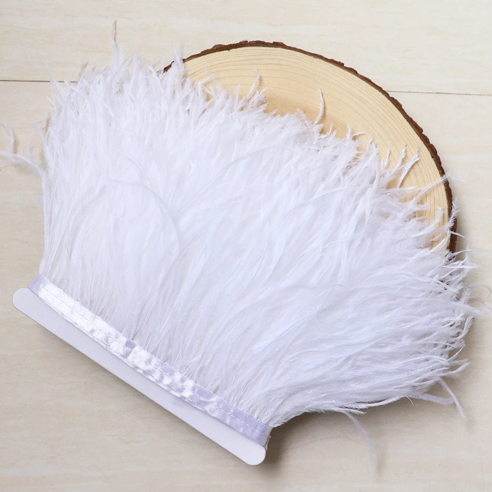 

1Meter Natural Ostrich Feathers Trims 15-18cm Leather Pink Feather Ribbon for Wedding Dress Decoration Needlework Sewing Crafts