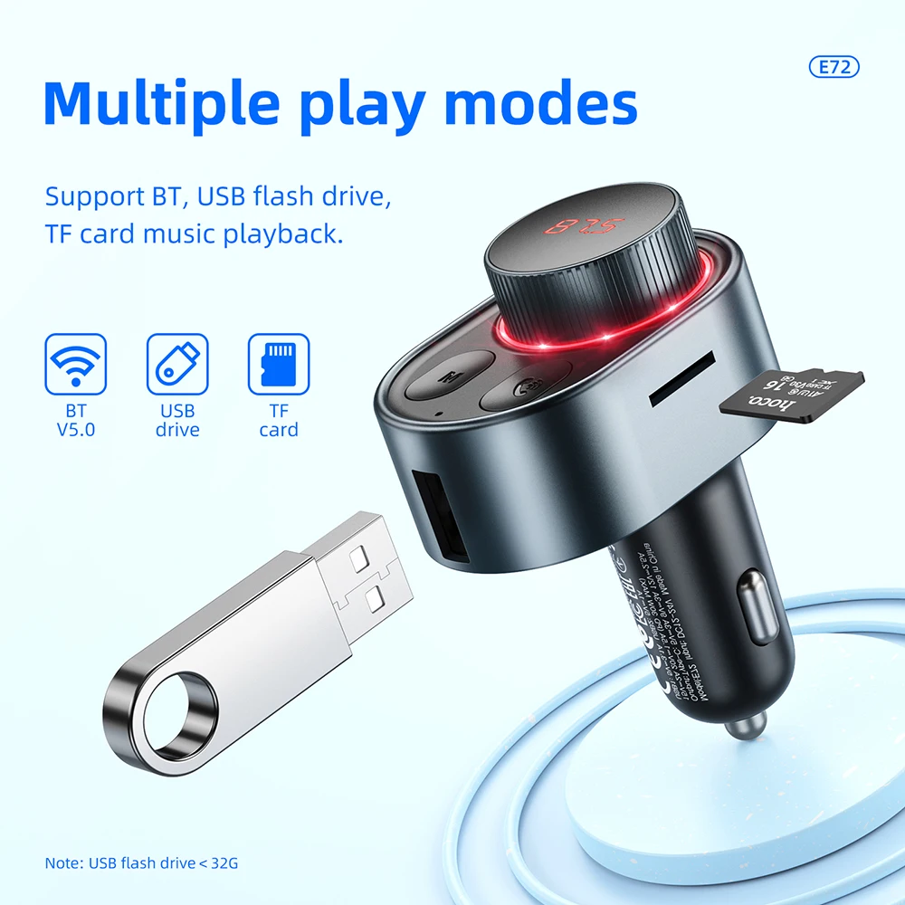 hoco PD 30W + QC3.0 Auto Bluetooth FM Transmitter Schwarz