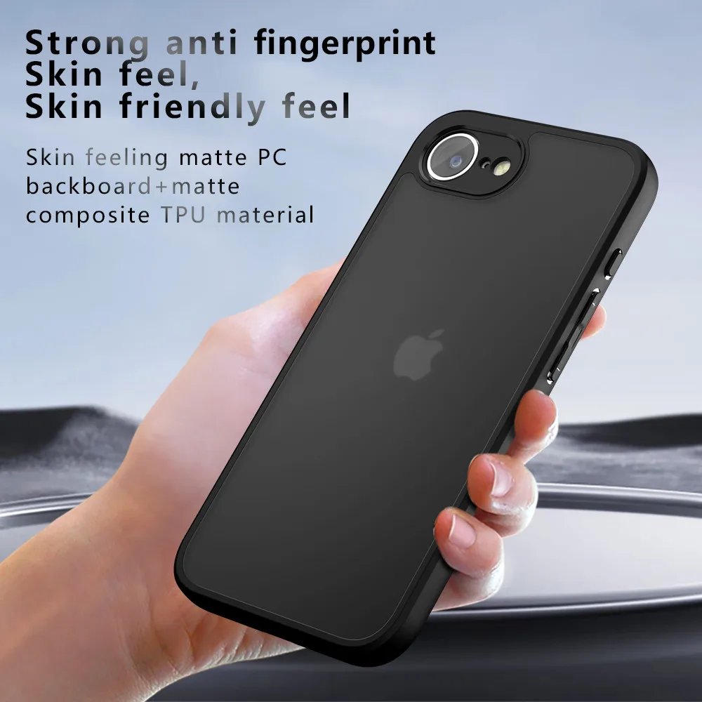 Luxury Armor Matte Shockproof Phone Case with Clear Acrylic Bumper Cover