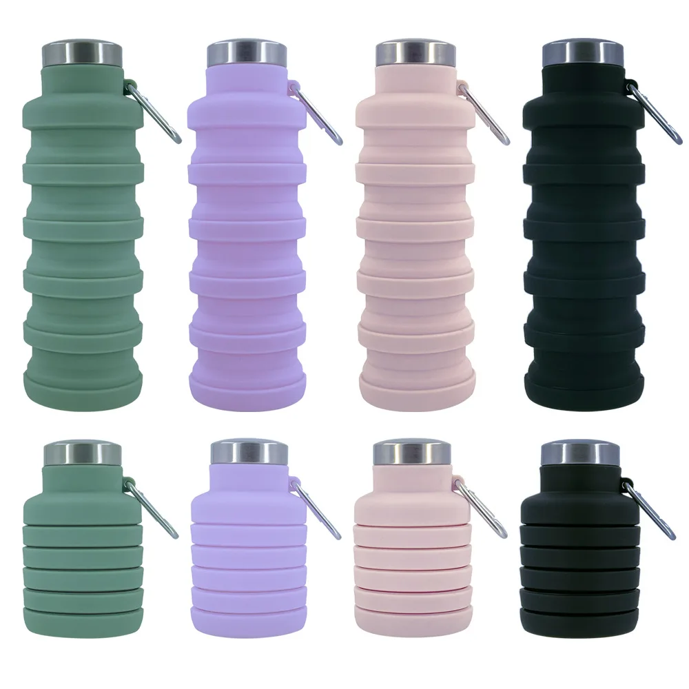 

500ML Portable Silicone Water Bottle Retractable Folding Coffee Bottle Cups E Outdoor Travel Tools Collapsible Sport Bottles