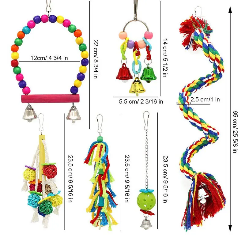 Bird Toy Combination Set Swing Cotton Rope Standing Stick Biting Bird Supplies Colored Parrot Toy 2