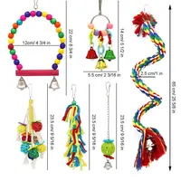 Bird Toy Combination Set Swing Cotton Rope Standing Stick Biting Bird Supplies Colored Parrot Toy 2
