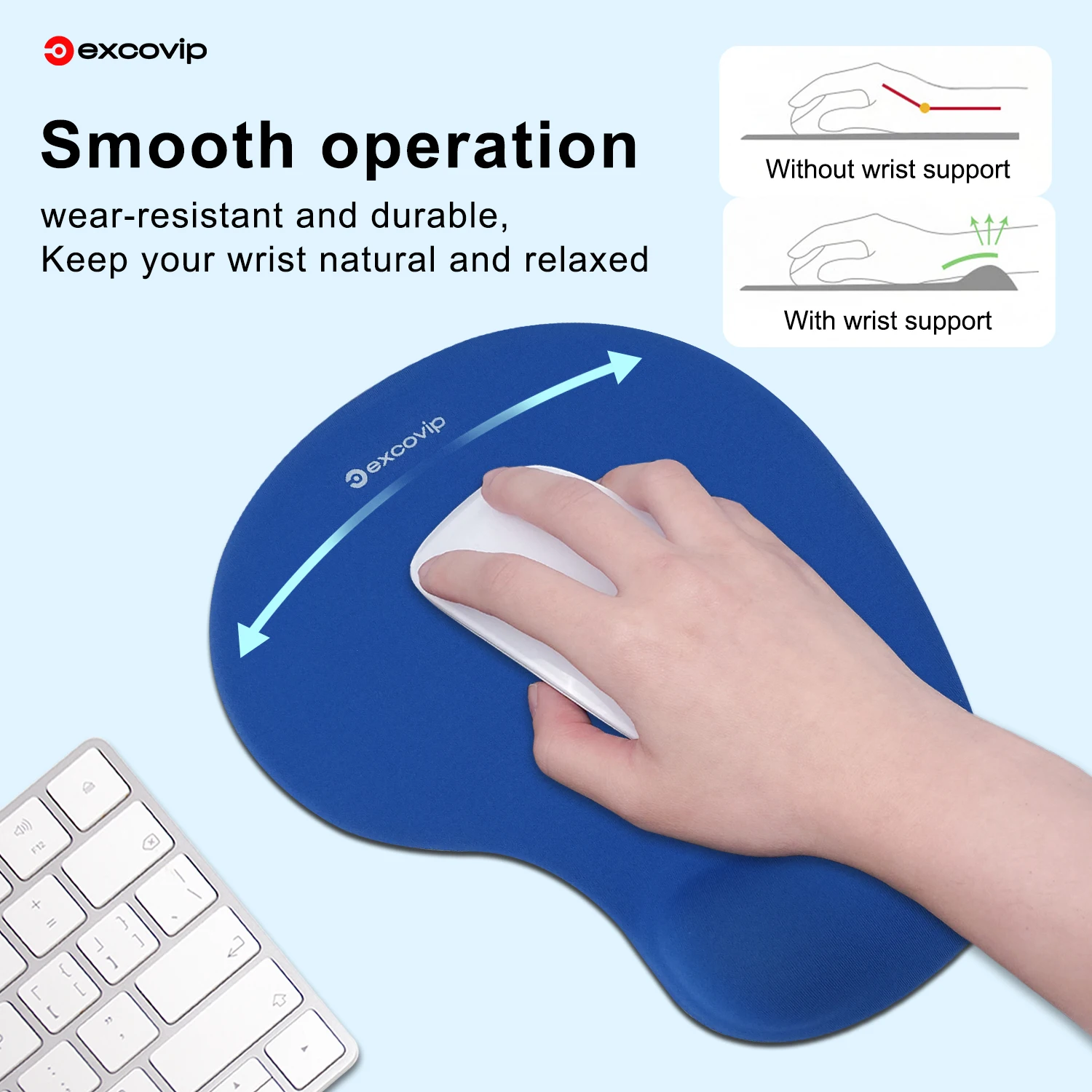 EXCO Ergonomisches Mauspad mit Silikon-Handgelenkstütze, bequemes Mauspad, rutschfeste PU-Basis zur Schmerzlinderung, Computer, Büro – Detail 22