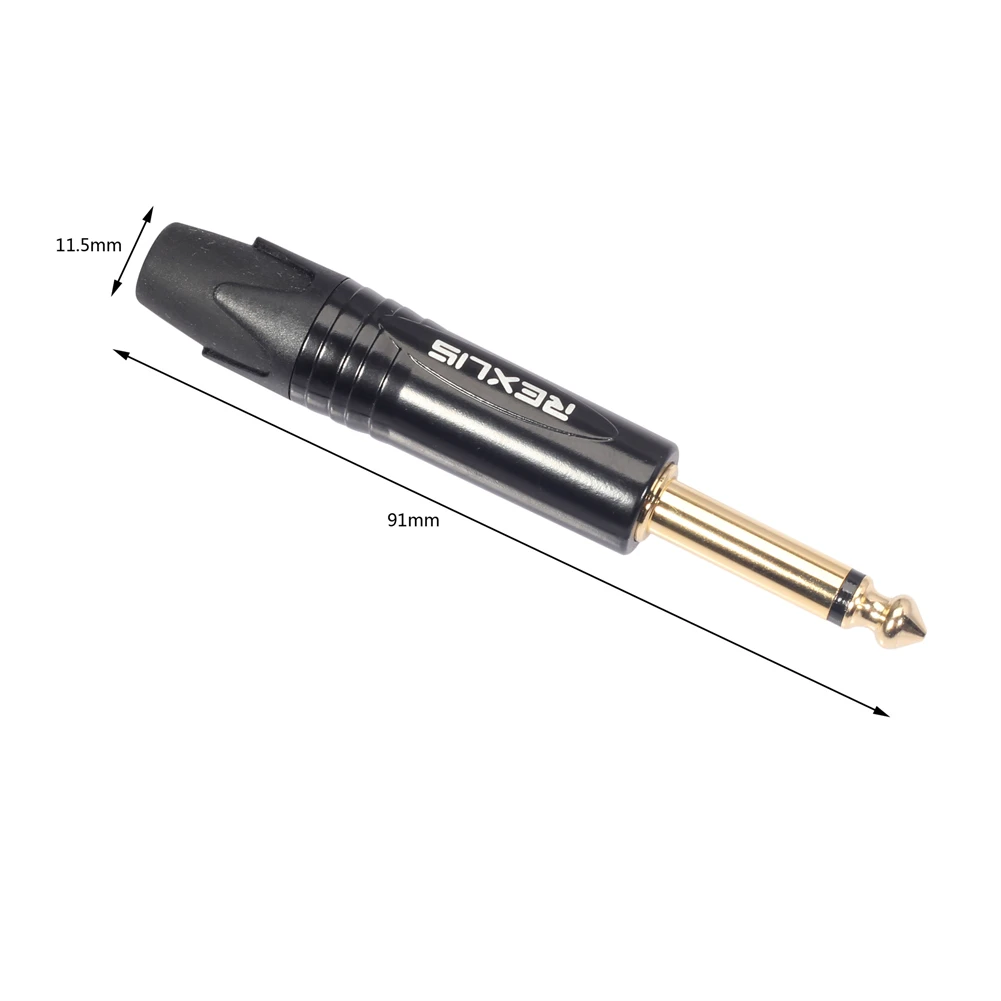 Mono 6.35MM Jack 6.3MM Male Plug Connector Aluminum Tube Brass Gold Plated 1/4 Inch Microphone Plug Audio Cable Connector audio jack pickup,audio adapter set,audio adapter,audio cable