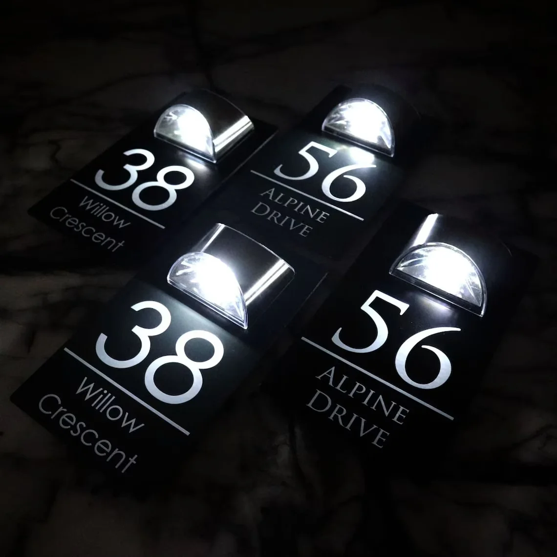 House Wall Plaques Customized House Sign Solar LED Light Acrylic Plate Modern Residential UV Print Address Plaque Outdoor Street Name Door Plat