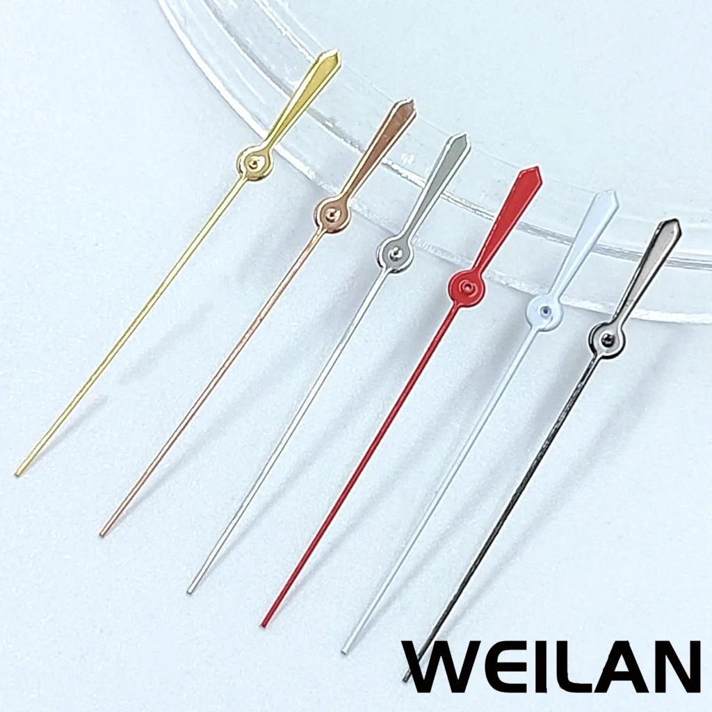 Elegant Silver Gun Red Gold White Watch Hands, Single Second Hand Design