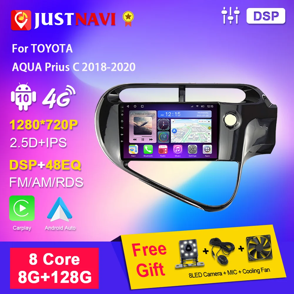 

JUSTNAVI For Toyota Aqua Prius C 2018-2020 Autoradio Multimidia WIFI 4G Car Radio Navigation GPS Stereo DVD Video DSP Player