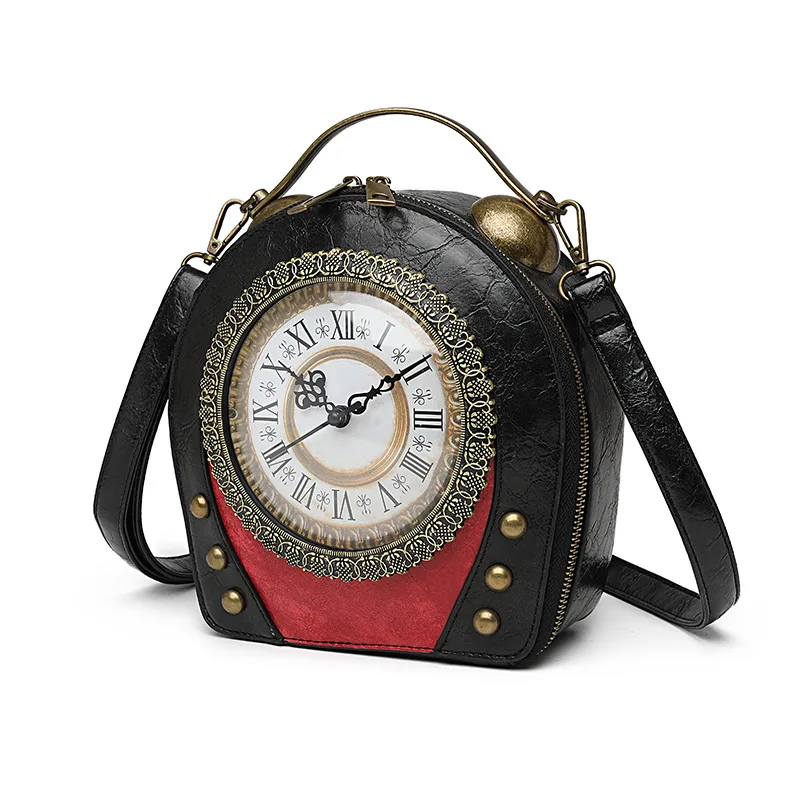 New Women's Bag Retro Hand-held Package Walkable Clock Women's Bag One Shoulder Cross Bag Handbag 2