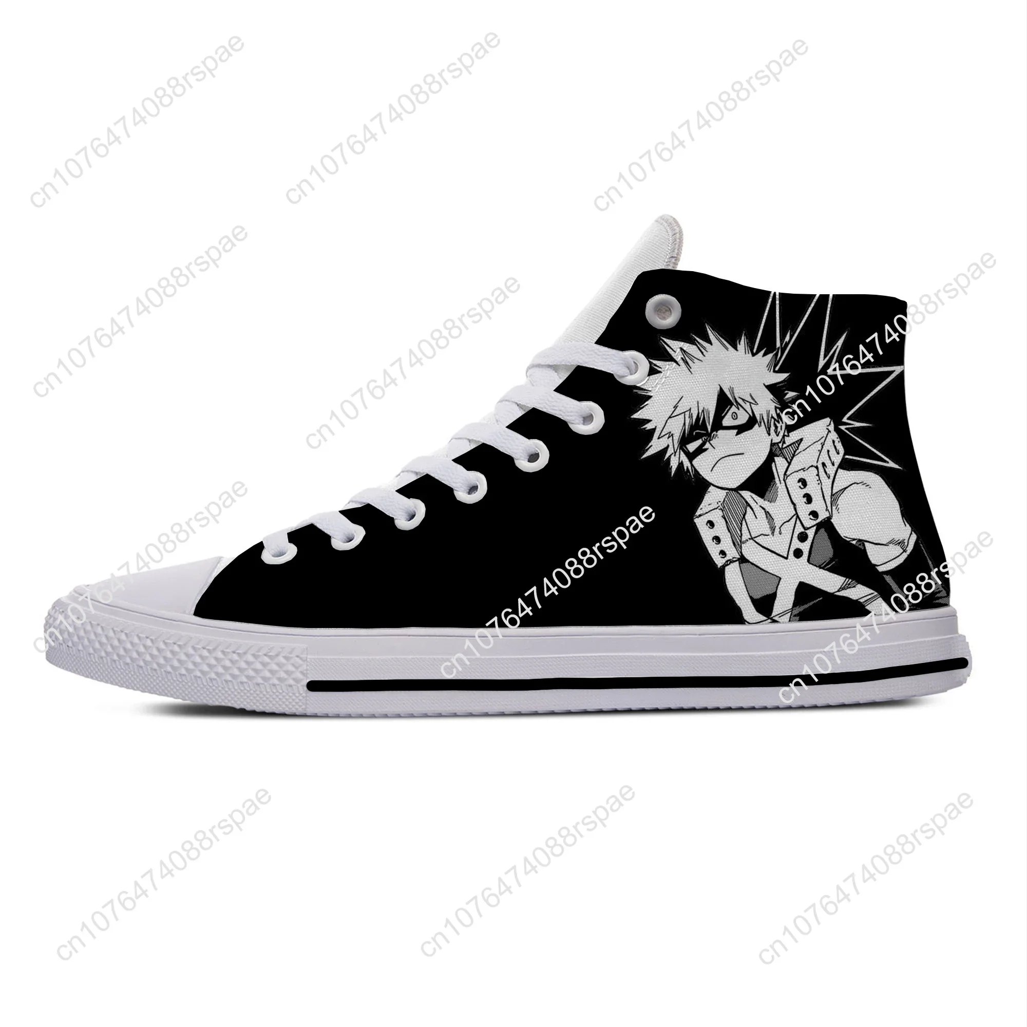 Anime Cartoon My Hero Academia Bakugou Katsuki Casual Cloth Shoes High Top Lightweight Breathable 3D Print Men Women Sneakers 2