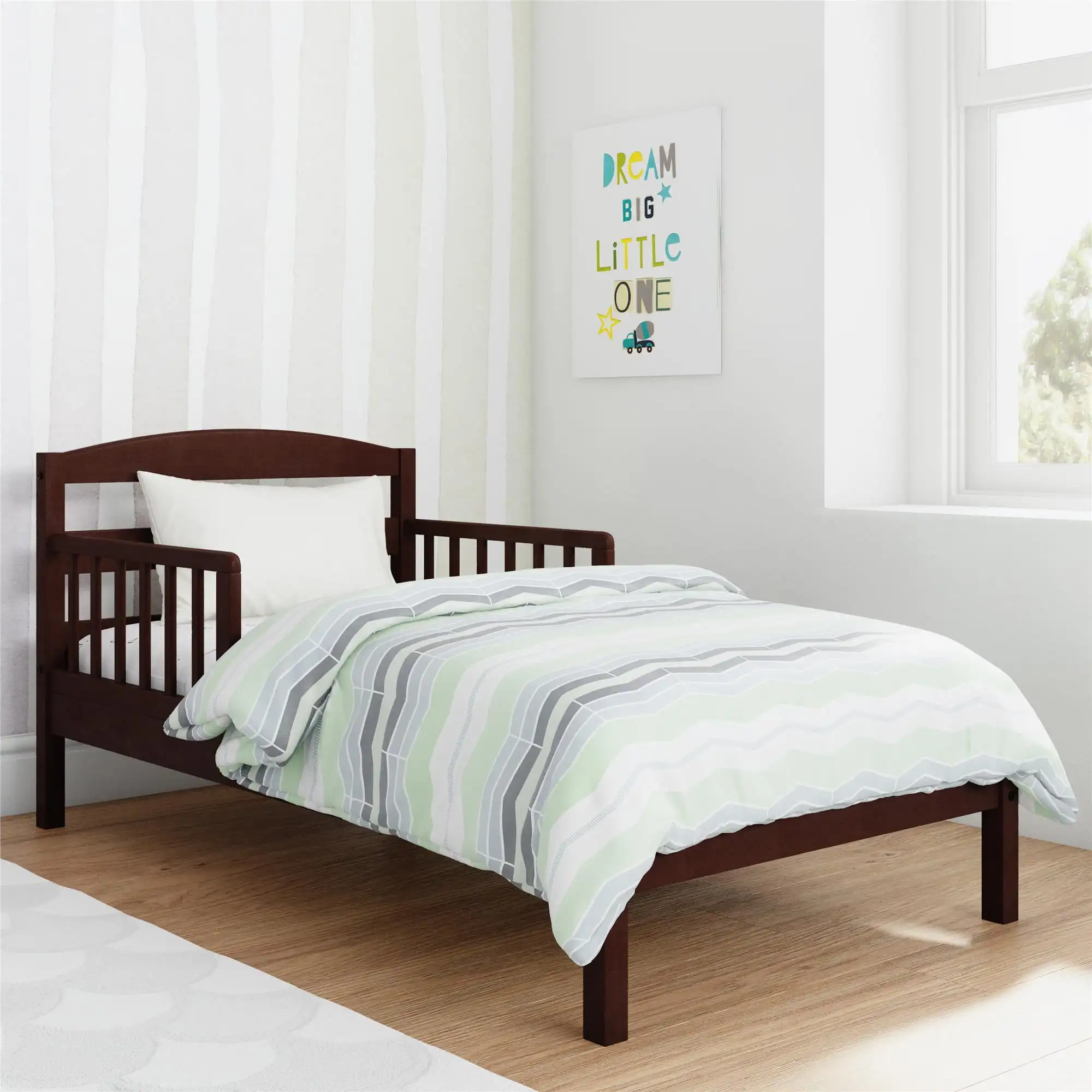 

Kids Wood Bed with Safety Guardrails, Espresso Twin Children Boys Girls Prefer Comfortable New Style Good Quality 2024