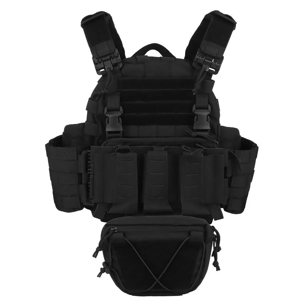 Gilet Tactique Avec Poche Dump élastique - Nylon Haute Résistance - Réglable 80-110 Cm - Pour Chasse, Airsoft, Outdoor