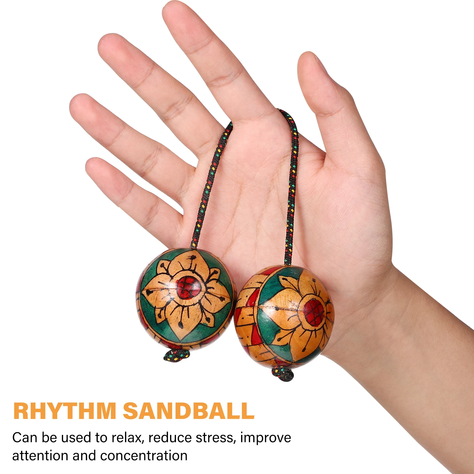 Aslatua Rhythmic Ball Handpaint Authentic Aslatua Shaker RhythmBall African Shaker Wood Kashaka Hand PercussionInstrument