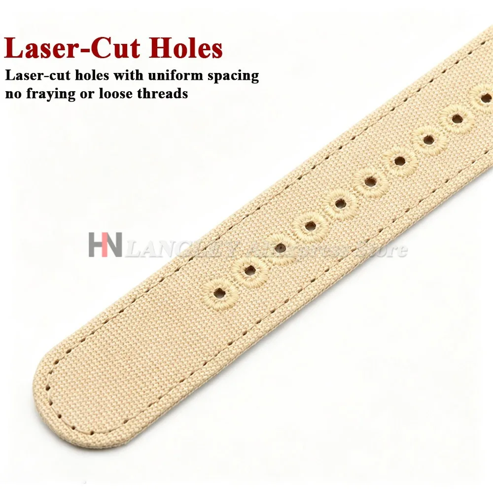 Ribbed Nylon Braid Fabric Watch Strap - Military Style Men's Band, 20mm & 22mm Sizes