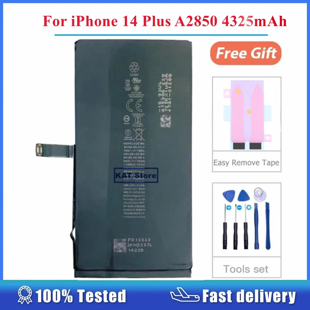

Compatible For iPhone 14 Plus Battery A2850 3.87V 4325mAh Replacement Spare Parts With Easy Remove Sticker