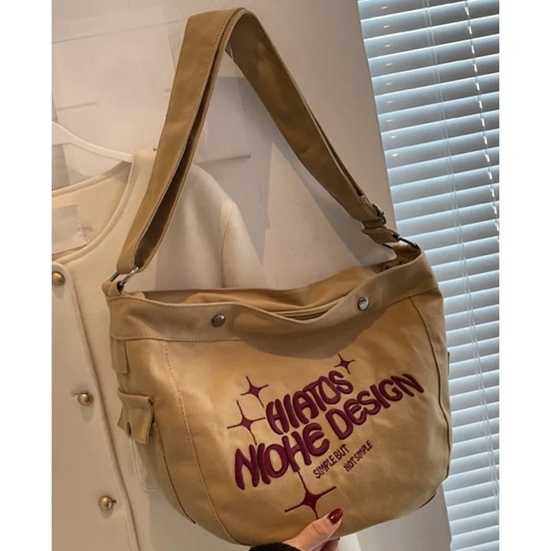 Simple Canvas Shoulder Single Bag Large Capacity Handbags For Women Casual High-Quality Messenger Versatile Luxury Crossbody Y2k