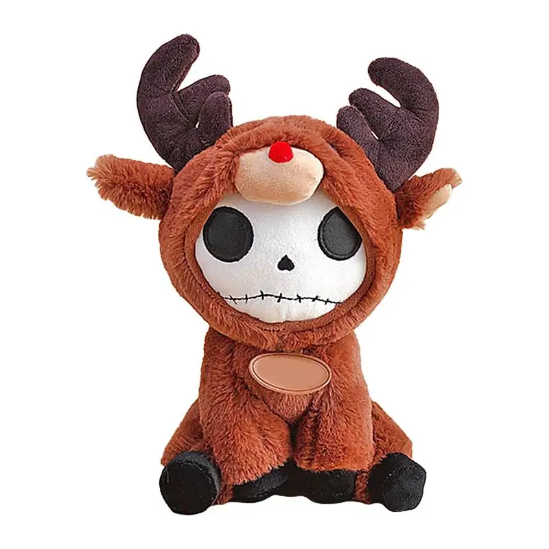 

25cm Halloween Elk Deer Plush Toy Stuffed Animal Skeleton Dress Up Deer Doll Home Decor Plush Pillow Birthday Christmas Gifts