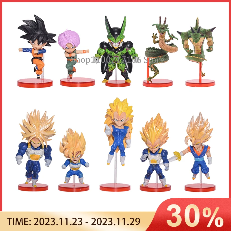 Dbz Super Saiyan Goku Vegeta Goten Trunks Cell Evolve Shenron Q Ver. Action Figure Cartoon Figurine Toy Model Gifts