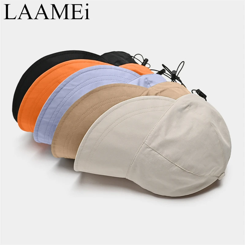 LAAMEi Summer UV Protection Hat With Pocket Adjustable Drawstring Fisherman Cap Women Sun Visors Hat Headwear