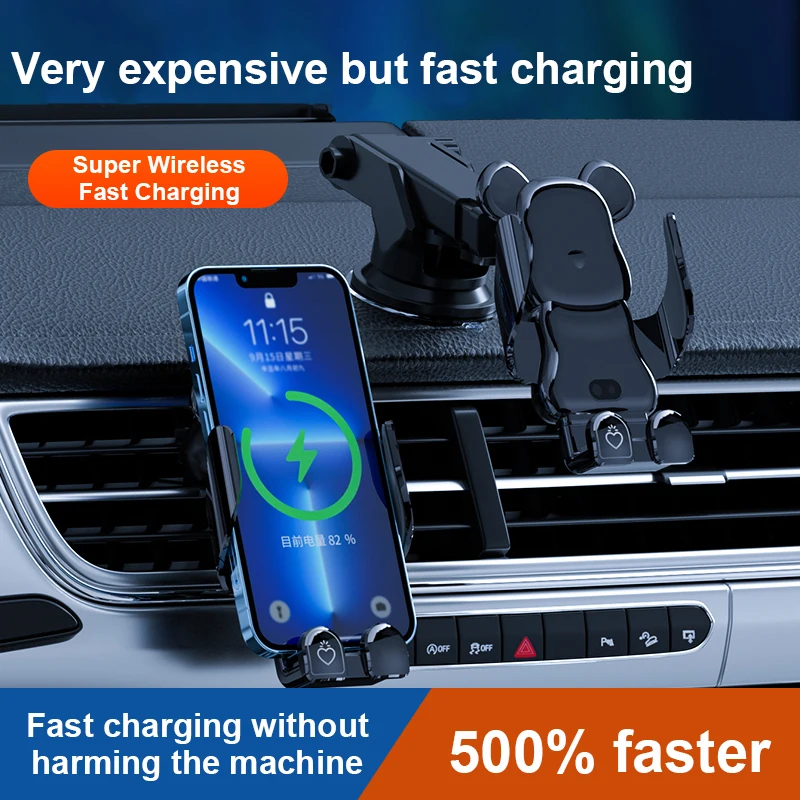Car Mobile Phone Holder Support 15W Wireless Fast Charging Holder In Car Cell Phone Auto Acessories car phone holder