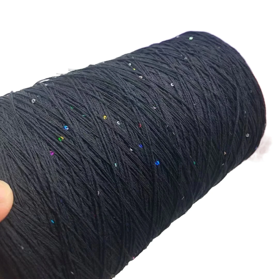 Italy 500g 2000mm sequin Linen yarn for hand knitting silk lace yarn to crochet shinny paillettes line to knit thread 1mm thick 6