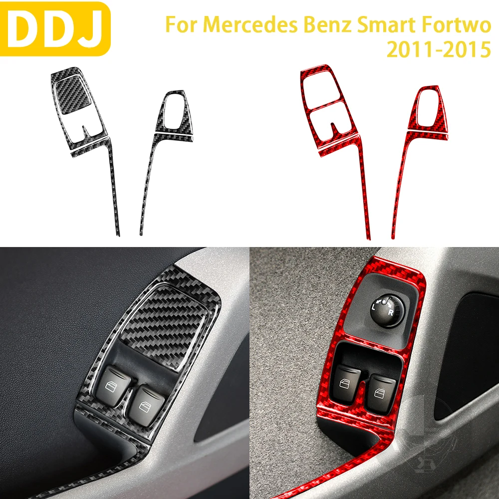 Per Benz Smart Fortwo 451 Coupe 2011-2015 Accessori Interni Auto In Fibra Di Carbonio Pannello Di Controllo Windows Trim Sticker