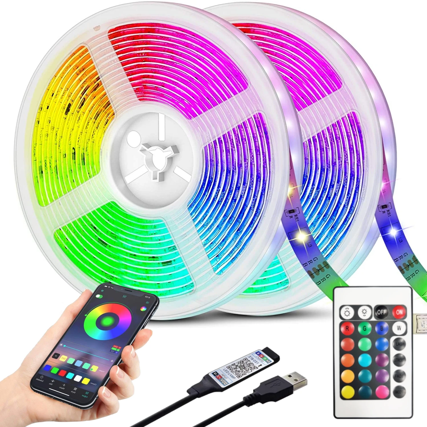 

LED Strip Light RGB Remote And Bluetooth APP Control 2835/5050 USB 5V Diode Flexible Tape TV Backlight Bedroom Party Decoration