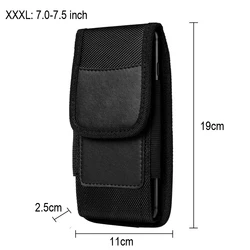 Universal Vertical Nylon Cell Phone Waist Bag with Belt Clip and Card Holder (7.0 - 7.5 inch)