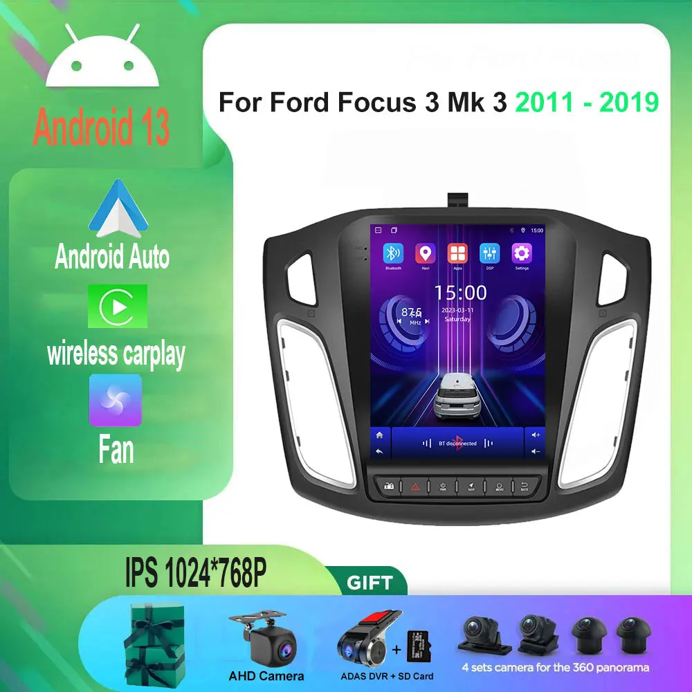 

Магнитола на Android 13 для Ford Focus 3 Mk 3 2011-2019, автомобильный стерео Мультимедийный Плеер для Carplay, автомобильный GPS-навигатор, 2DIN