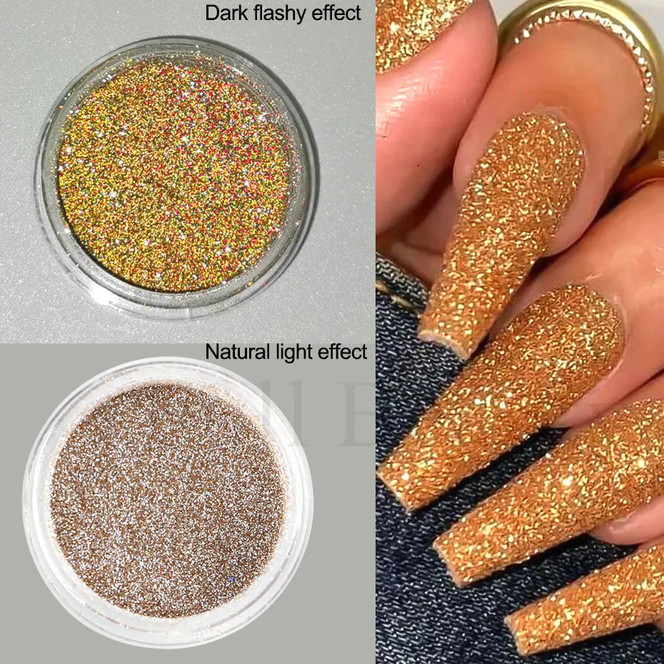 Reflective Glitter Nail Powder Dust Color-Change Holographic Crystal Diamond Chrome Pigment Dipping Powder Manicure Decoration