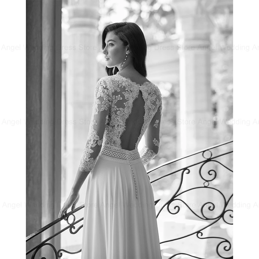 ANGEL Exquisite Wedding Dresses 2025 New A-Line Chiffon Customized Sexy Bridal Gowns Applique Backless Vestidos de Novia Boda 3