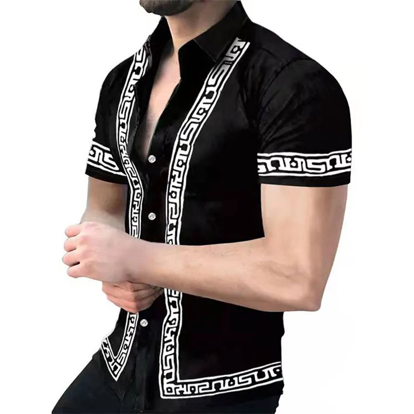 

Summer New Fashion Men's Shirts Digital Printing Lapel Single Breasted Top Casual Short Sleeves Daily Social Birthday Ball Shirt