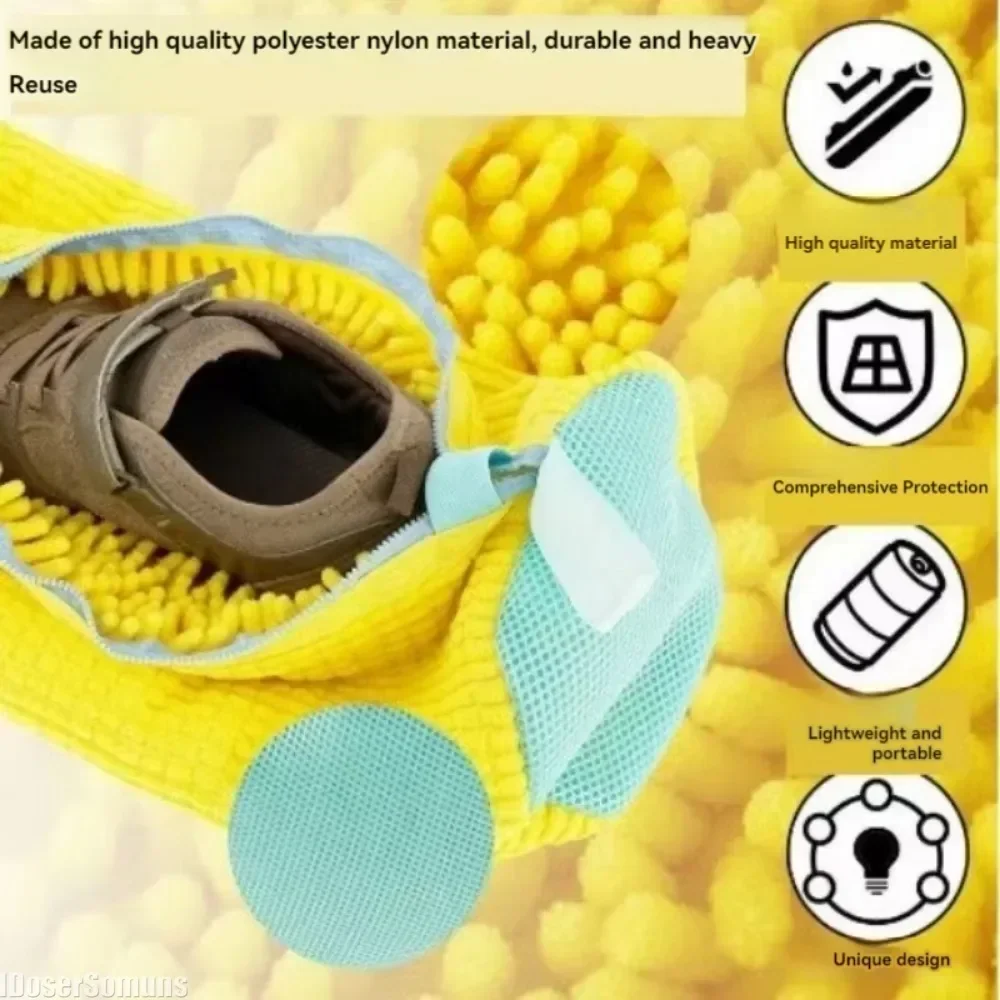 Shoe Cleaning Bag Shoe Washing Bag for Washing Machine Laundry Bags for Shoes Fluffy Fiber 360° Cleaning Reusable Washer Shoebag 3