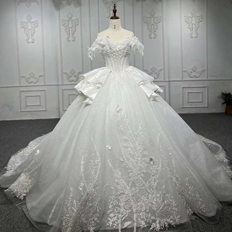 Elegant Wedding Dresses For Women 2023 Bride Satin Floor-Length Strapless  Sequined Butterfly Ball Gown DY2139 robe de mariée AliExpress 320