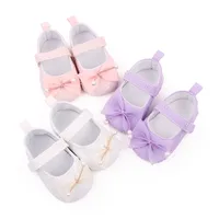 0-18months Baby Girls Bowknot Flats Soft Sole Shoes Non-Slip Princess Wedding Dress Walking Shoes For Newborn Girls 1