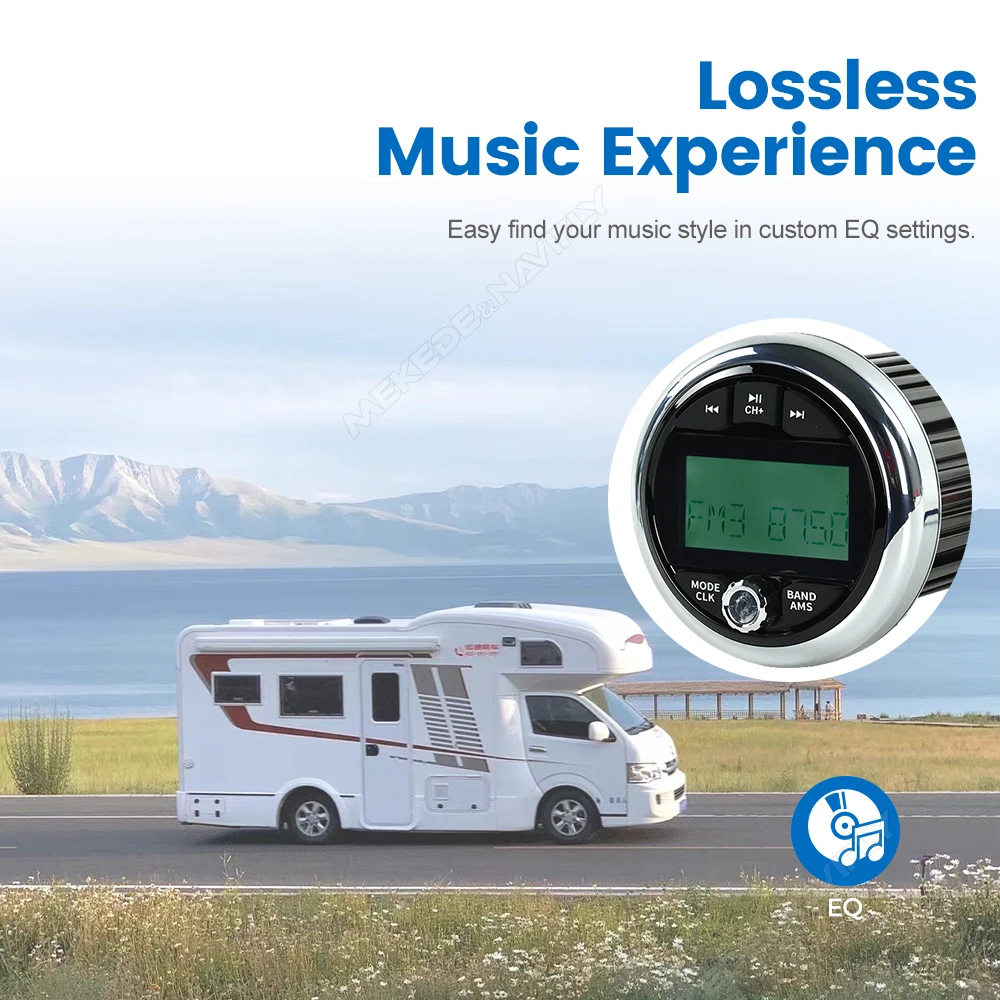 MP3 Player For RV Embedded Video Player IP66 Waterproof Auto scan store radio stations BT5.0 Support DSP FM/AM WMA Music