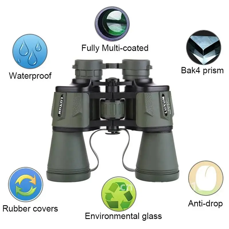 Luxun 20x50 High Maginification Zoom Porro Binocular HD Military Powerful Optical Telescope Wide Angle for Outdoor Hunting 5