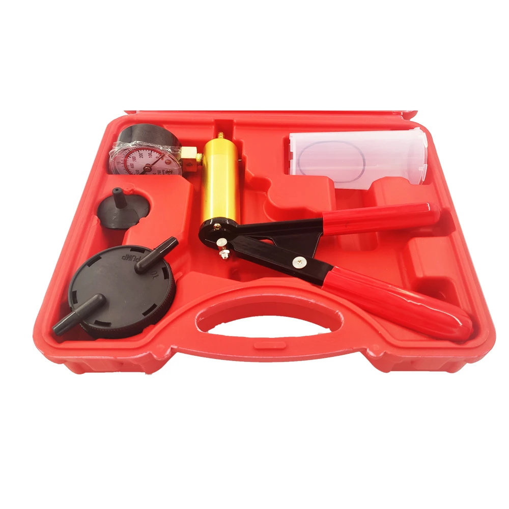 Car Vacuum Pistol Pump Tester Set Manual Vacuum Bleeding Brake Fluid Bleeder Tools Aluminum Pump Pressure Gauge