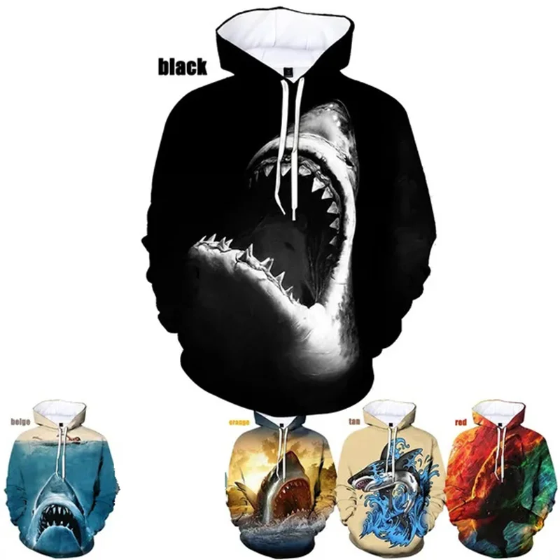 

New Ferocious Shark 3D Print Hoodies Shark Printed Men Women Animal Casual Pullovers Harajuku Streetwear Long Sleeves Hooded