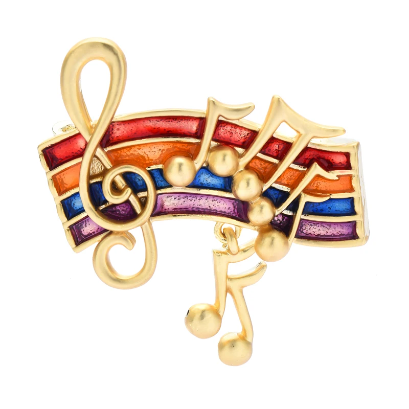 Wuli&baby New Enamel Music Note Brooches For Women Men Multicolor