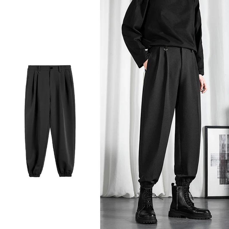 

Black Men's Trousers Korean Fashion Baggy High Waist Straight Suit Pants Spring Autumn Casual Oversized Male Bottoms Y2k Clothes