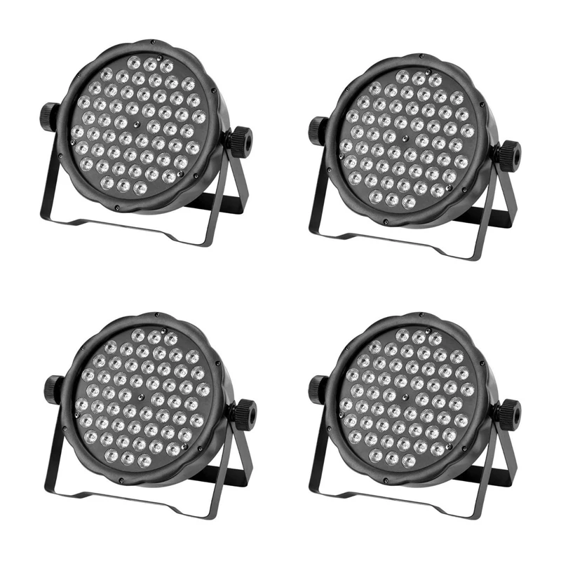 

4pcs/lot Hot sell LED DMX Stage Light AC 110V-240V 54 x 3W RGBW LED Flat Dj Par Light Voice Activated Auto DMX512 Master-slave