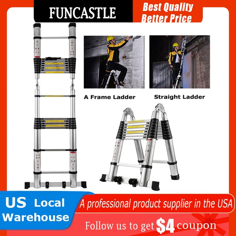 Folding Telescopic Ladder Home Telescoping Extension Ladder Construction Tool Aluminum Multifunction Stilts Step Foldable