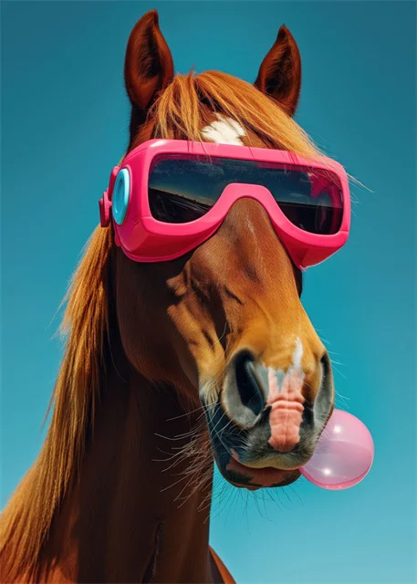 Vibrant Pink Bubblegum Animal Canvas Print - Cute Cartoon Wall Art