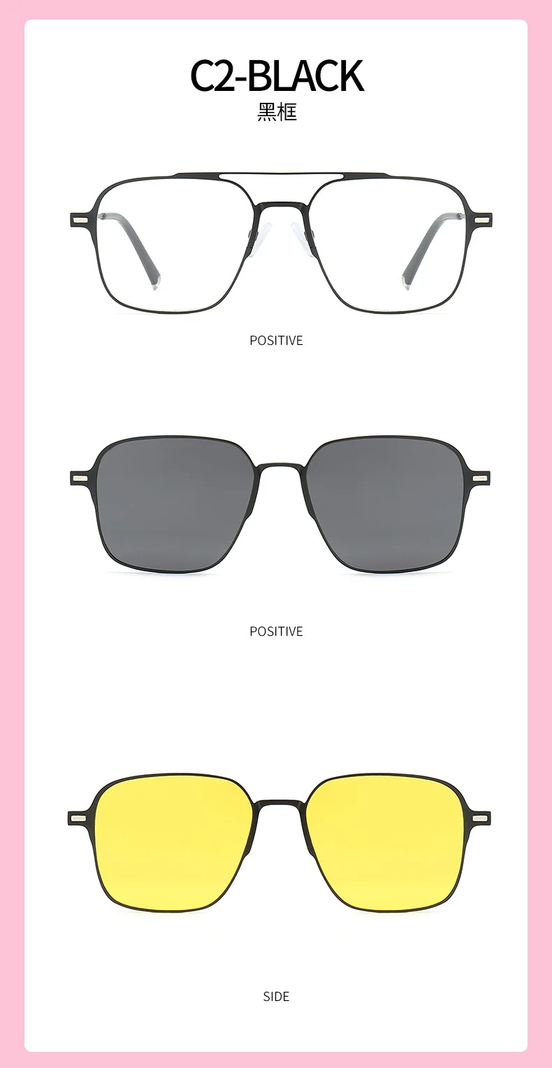 LONSY 3 In 1 Custom Magnet Myopia Sunglasses Polarized Clip On Sun Glasses Frame Men Women Vintage Optical Prescription_voghion.com